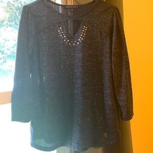 Adrienne Vittadini black glitter top size small